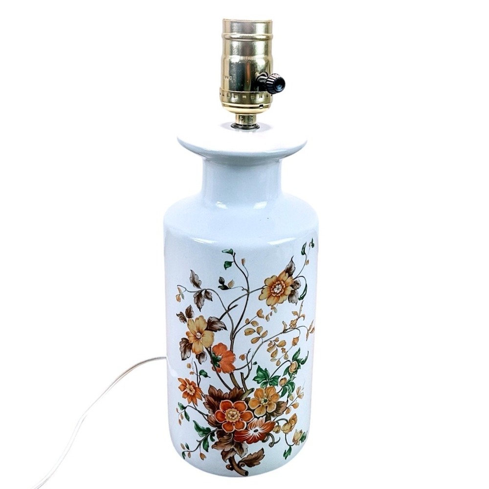 Vintage‎ Tilden-Thurber Porcelain Floral Table Lamp Asian Style Apothecary